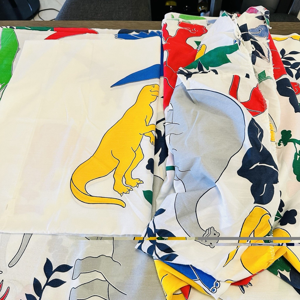 Vintage 1980s 1990s Dinosaur TWiN SHEET SET Primary Colors Springs Industries - Picture 7 of 10